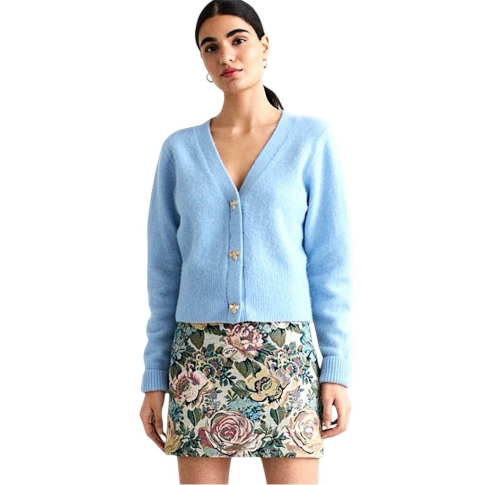 & Other Stories Floral Jacquard Mini Skirt pastel roses 6 EUC